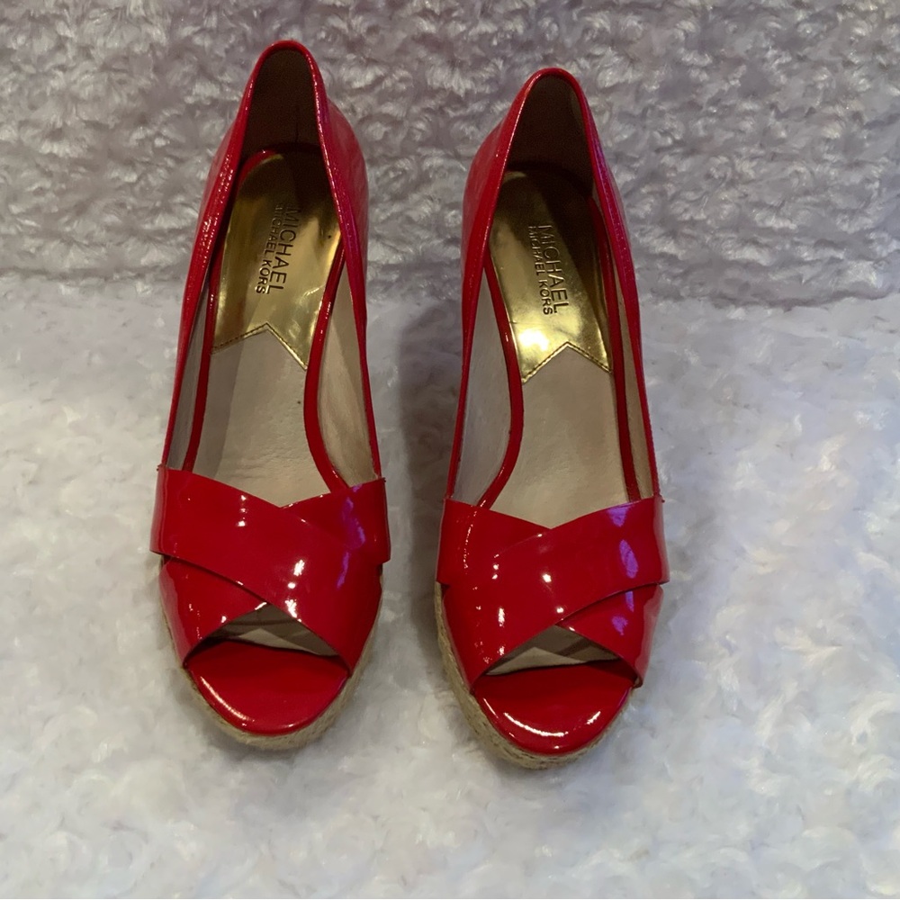 Michael Kors Cassandra Wedge Heels Platforms Shoes Women’s Size 10M Red
